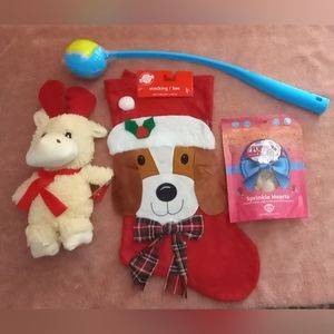 Dog Christmas Stocking with Toys and Treats